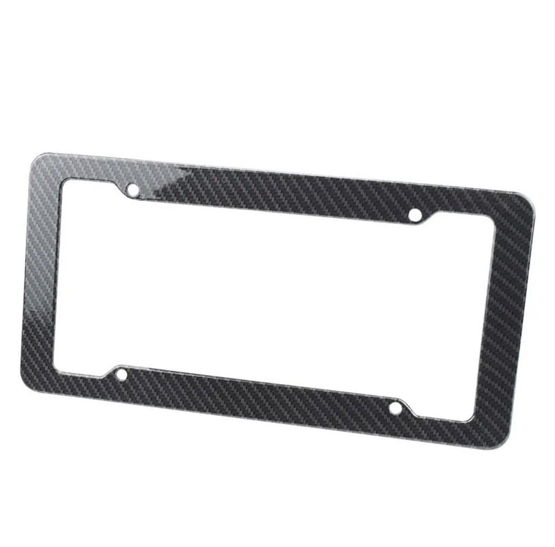 2pcs Auto Car Carbon Fiber Print License Plate Holder Frame Universal Black Set