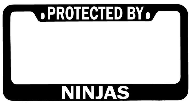 Protected By Ninjas Black METAL License Plate Frame Auto  Mod-GRAPH9856236-7841