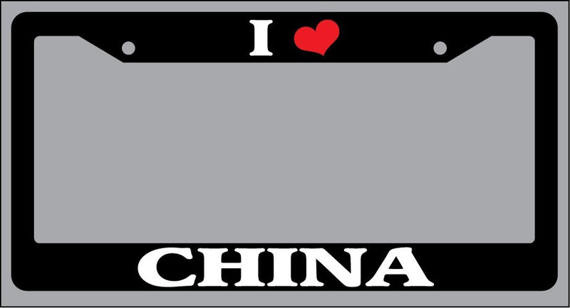 Black License Plate Frame I Heart China Auto Accessory 1187  Mod-GRAPH9856236-1381