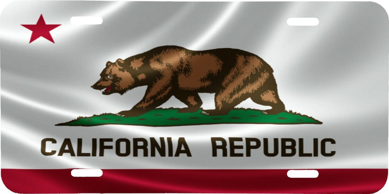 CALIFORNIA WAVING FLAG STATE VEHICLE ALUMINUM LICENSE PLATE AUTO CAR