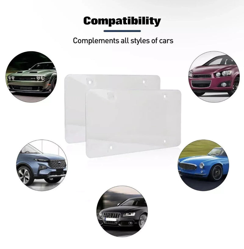 License Plates Shields 2 Pack Frame Covers Clear Bubble Protector For US Plate v2