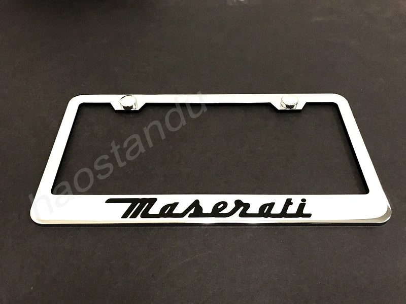 1x MASERATI STAINLESS STEEL LICENSE PLATE FRAME + Screw Caps