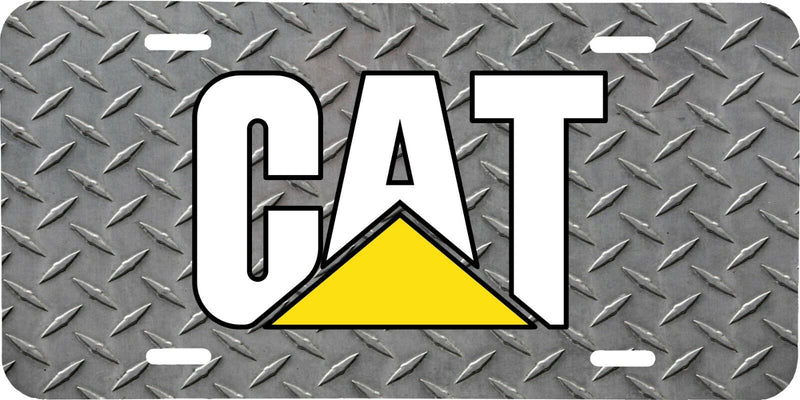 CAT CATERPILLAR DIAMOND PLATE LOOK VEHICLE LICENSE PLATE TRACTOR TAG .040 GA