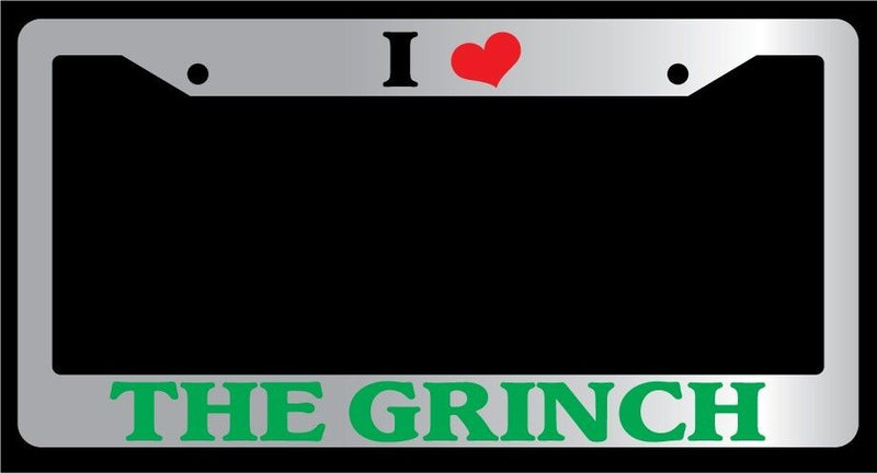 Chrome License Plate Frame "I Heart The Grinch Color" Auto Accessory 821  Mod-GRAPH9856236-6792