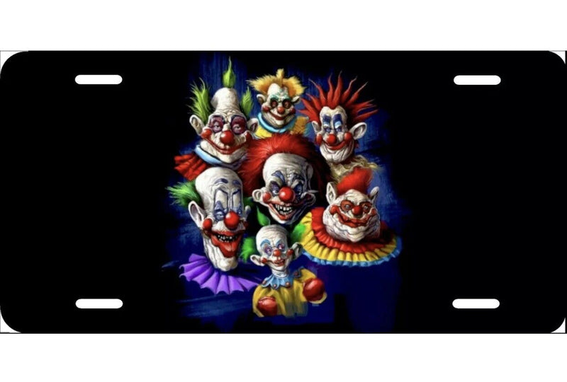 Killer Klowns, License Plate New Car Tag Metal Aluminum, USA, Black
