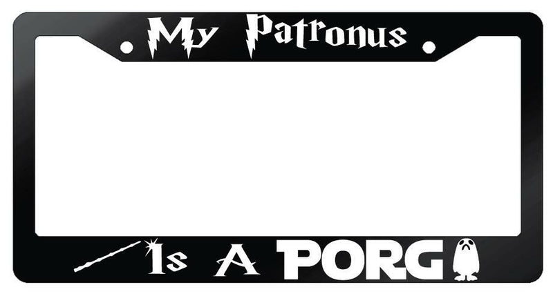 My Patronus Is A Porg Glossy Black Plastic License Plate Frame For Harry Potter  Mod-GRAPH9856236-7125