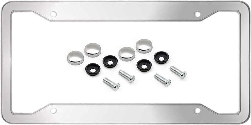 304 Stainless Steel Heavy Duty Metal License Plate Frame Border 4 Holes