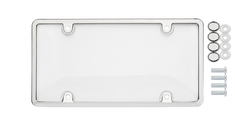 Auto Car Clear License Plate Cover Bubble Shield Tag Chrome Frame