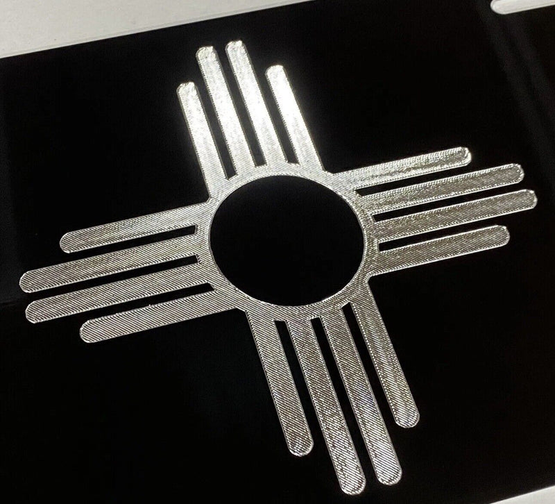 Engraved New Mexico State Flag Diamond Etched Black Metal License Plate Car Tag