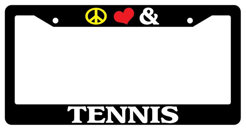 Black License Plate Frame Peace Love And Tennis Auto Accessory Novelty  Mod-GRAPH9856236-2291