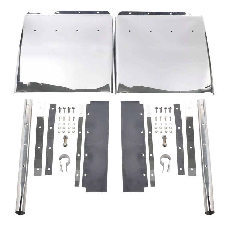 24"x 24" Stainless Steel Quarter Fender Set for Semi Truck Freightliner Kenworth