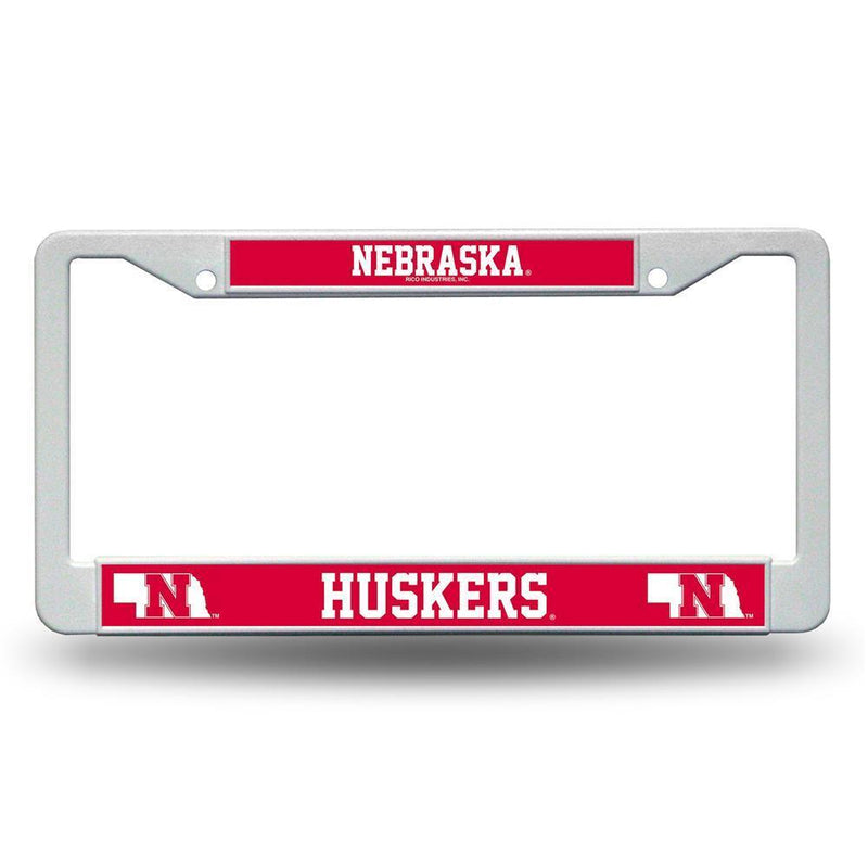 NCAA Nebraska Cornhuskers White Plastic License Plate Frame