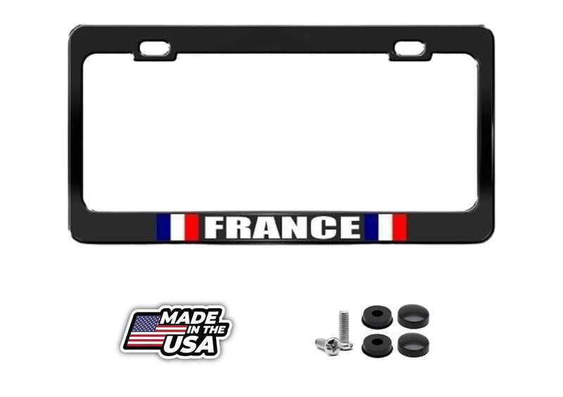 FRANCE FRENCH FLAG BLACK COUNTRY Metal License Plate Frame Holder