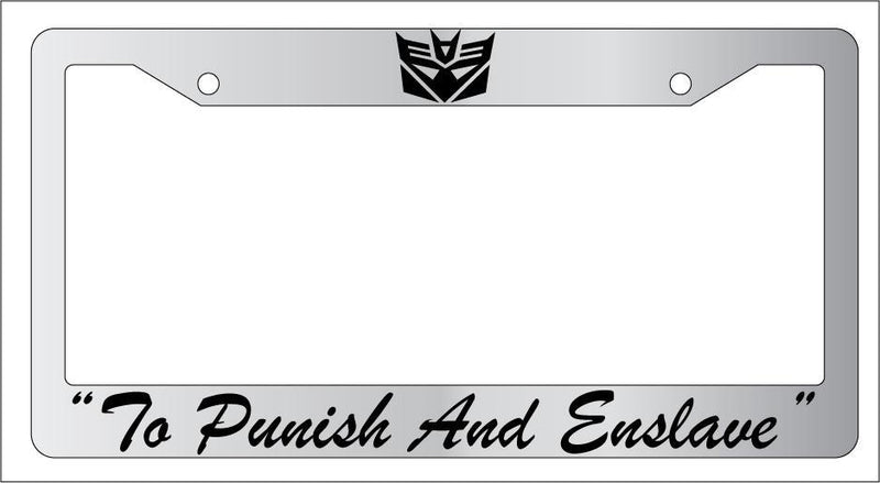 Chrome METAL License Plate Frame TO PUNISH AND ENSLAVE (LOGO) 8  Mod-GRAPH9856236-9462