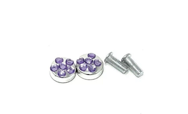 JR2 Bling Purple AB Crystal Rhinestone METAL License Plate Frame+Cap/A