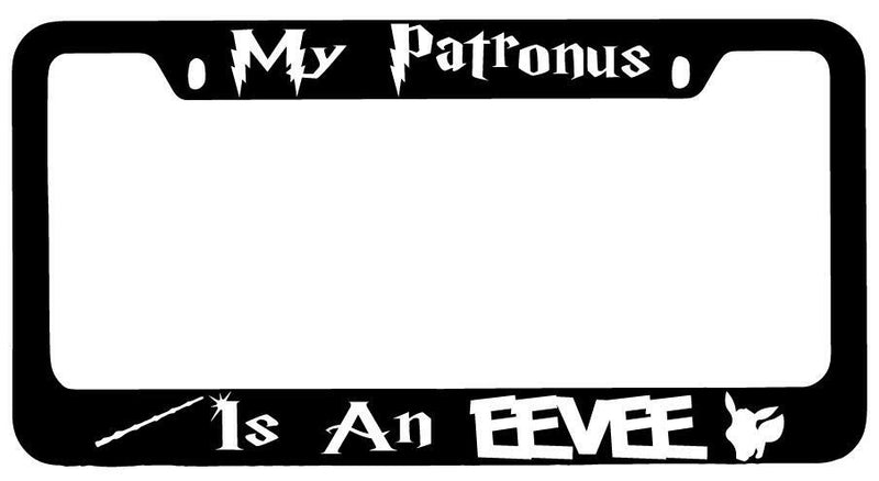 My Patronus Is A Eevee Black METAL License Plate Frame Auto For Harry Potter  Mod-GRAPH9856236-9693