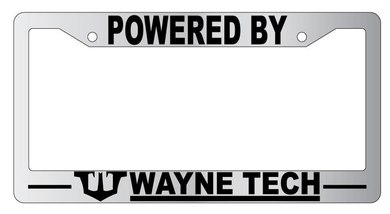 Powered By Wayne Tech Chrome METAL License Plate Frame Auto DC  Mod-GRAPH9856236-8806