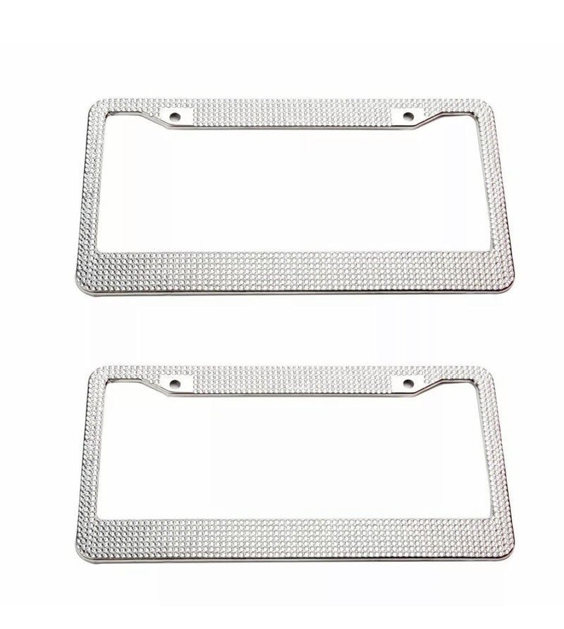 Bling Car License Plate Frames Metal Glitter Crystal Diamond (2 PCS)