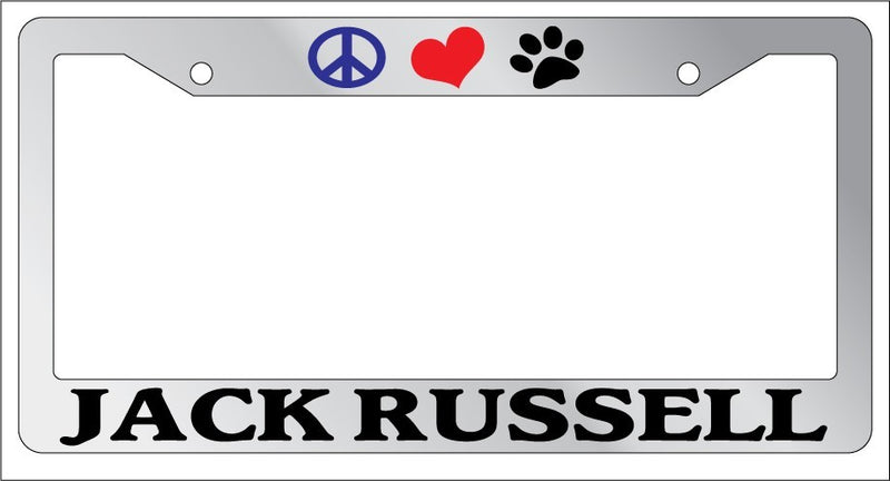 Chrome License Plate Frame Peace Love Paw Jack Russell Auto Accessory 237  Mod-GRAPH9856236-4888