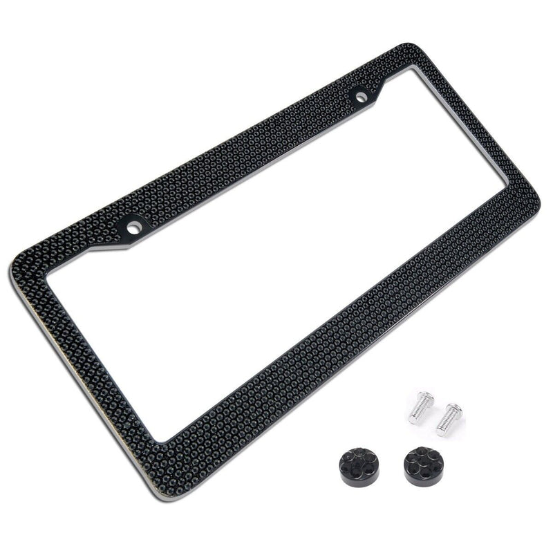 Metal License Plate Frame Bling Rhine Stones Black Crystal Diamond