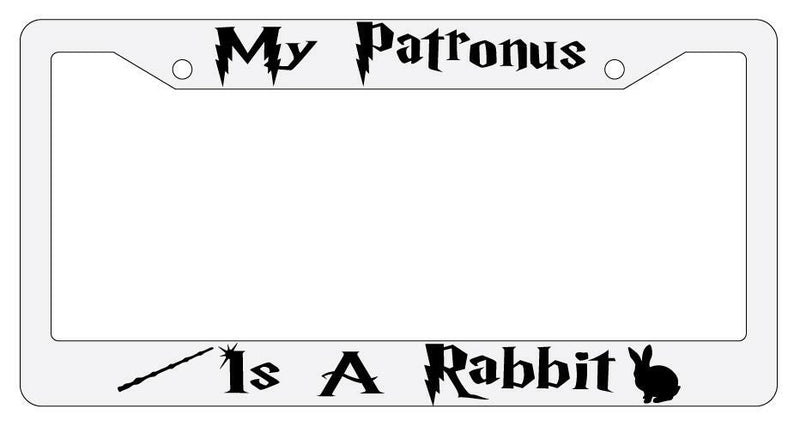 My Patronus is A Rabbit White Plastic License Plate Frame Auto Accessory  Mod-GRAPH9856236-3536