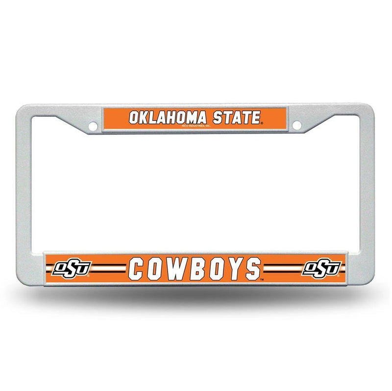 NCAA Oklahoma State Cowboys White Plastic License Plate Frame