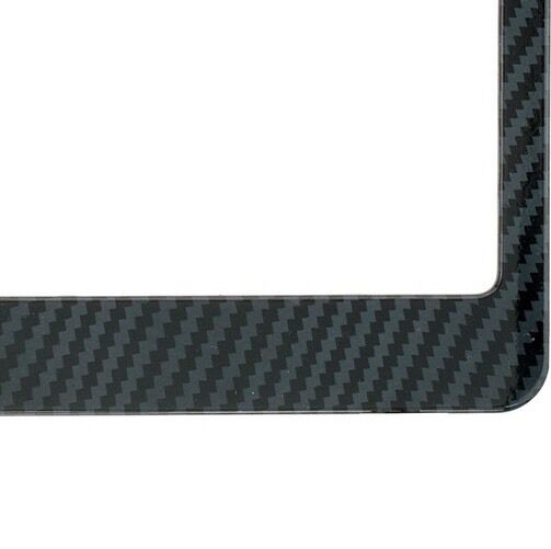 JDM Black Carbon Fiber Look License Plate Frame Cover With Screw Caps