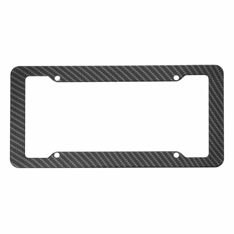 Plastic Carbon Fiber Style License Plate Frames For Front & Rear Bracket 2pc Set