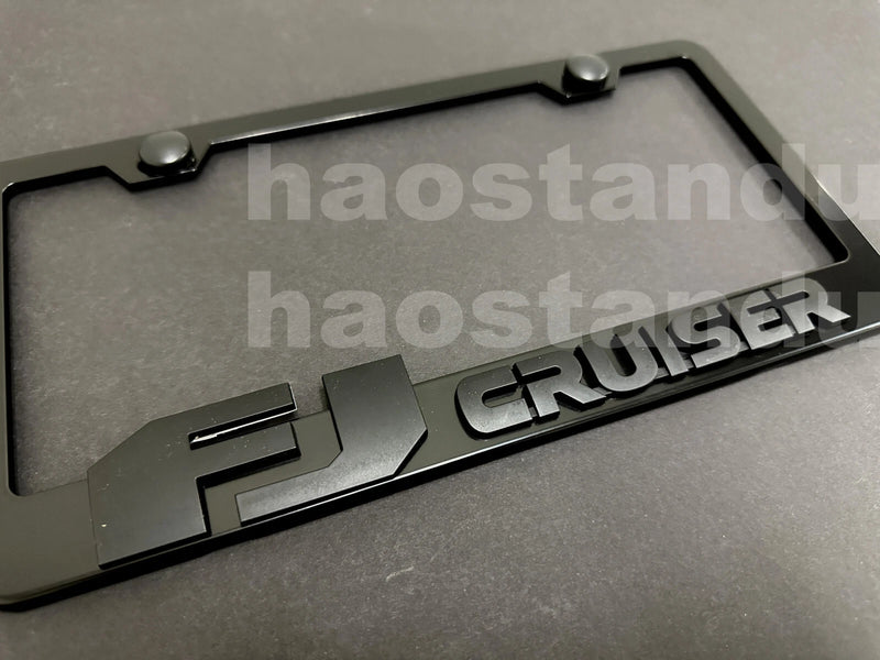 1x Black FJ Cruiser 3D Emblem BLACK Stainless License Plate Frame RUST FREE