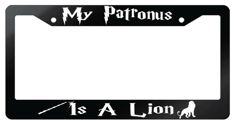 My Patronus Is A Lion Glossy Black Plastic License Plate Frame For Harry Potter  Mod-GRAPH9856236-7119