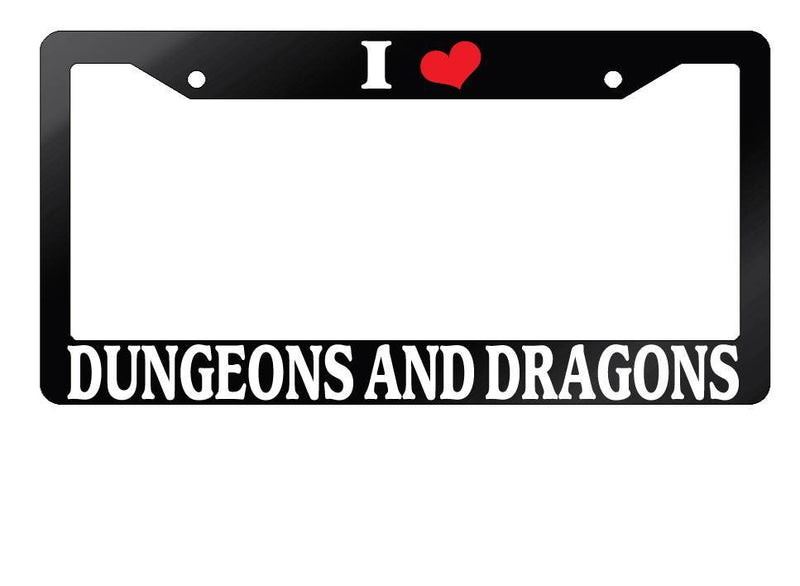 Glossy Black License Plate Frame I HEART DUNGEONS AND DRAGONS Accessory 108  Mod-GRAPH9856236-7587