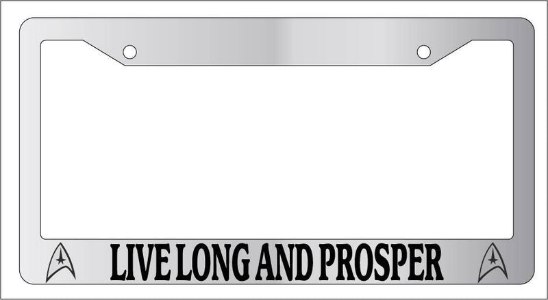 Chrome METAL License Plate Frame LIVE LONG AND PROSPER Logo Auto Accessory 64  Mod-GRAPH9856236-9232