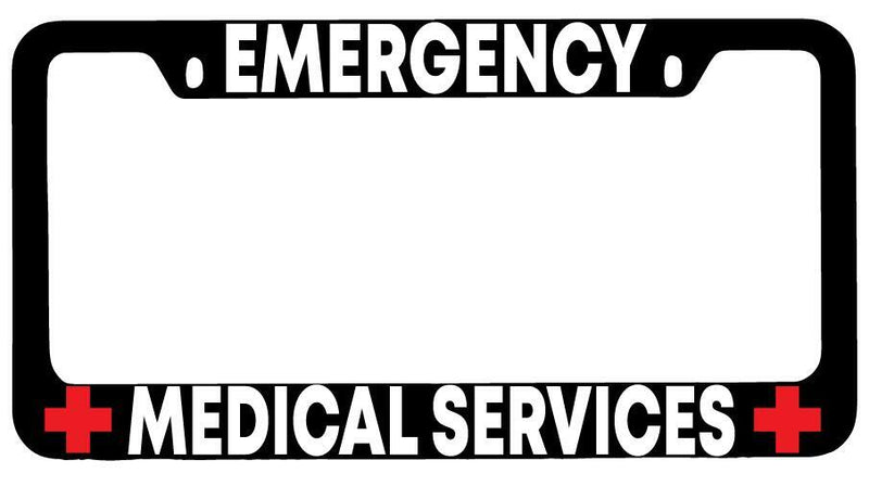 Emergency Medical Services Black METAL License Plate Frame  Mod-GRAPH9856236-7987