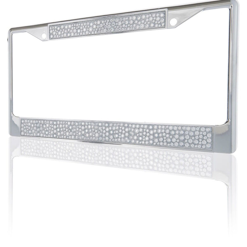 Premium Chrome Mix Clear Bling Crystal Diamond License Plate Frame for Car-Truck