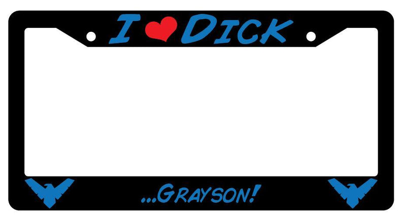 I Heart Dick Grayson (Nightwing) Black Plastic License Plate Frame  Mod-GRAPH9856236-3948