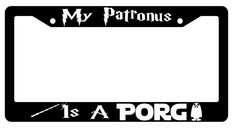 My Patronus Is A Porg Black Plastic License Plate Frame For Harry Potter  Mod-GRAPH9856236-1559