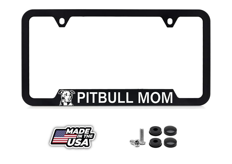 Pitbull Mom (Dog Lovers) Universal Metal Auto License Plate Frame Car Tag Holder