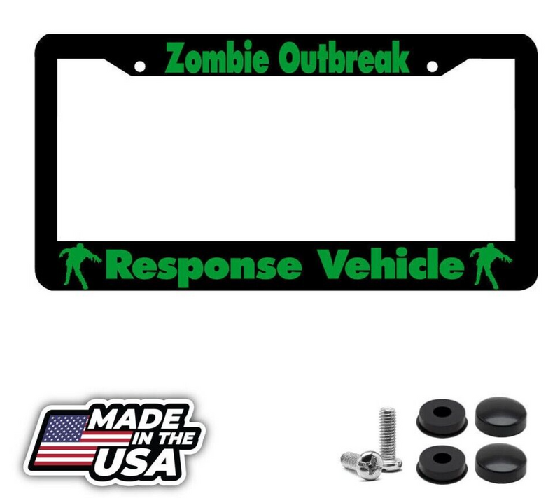 GREEN ZOMBIE OUTBREAK RESPONSE VEHICLE License Plate Frame