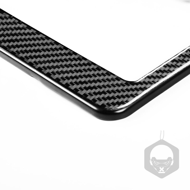 Real 100% Carbon Fiber License Plate Frame Cover With Free Caps Universal