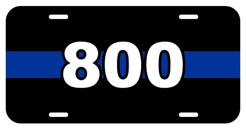 Police Badge Number 800 Personalized Blue Line License Plate Tag METAL car