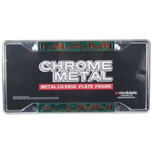 NCAA Miami Hurricanes Metal Alumni Inlaid Acrylic License Plate Frame