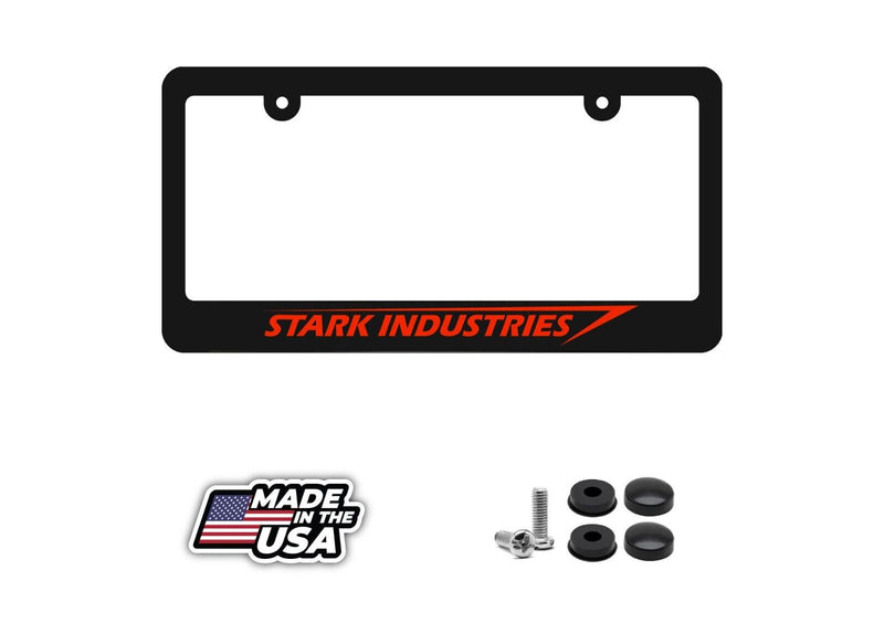 Stark Industries For Iron Man Avengers Fans Tony Black License Plate Frame NEW