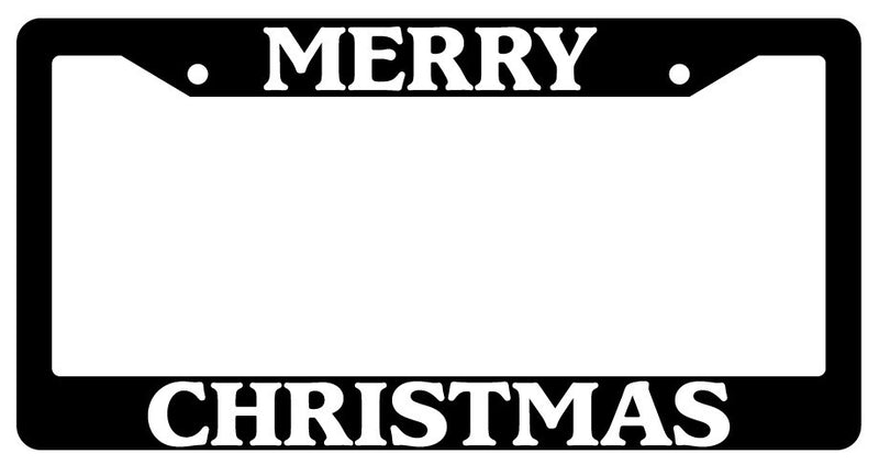 Black License Plate Frame Merry Christmas Two Line Auto Accessory Novelty  Mod-GRAPH9856236-948