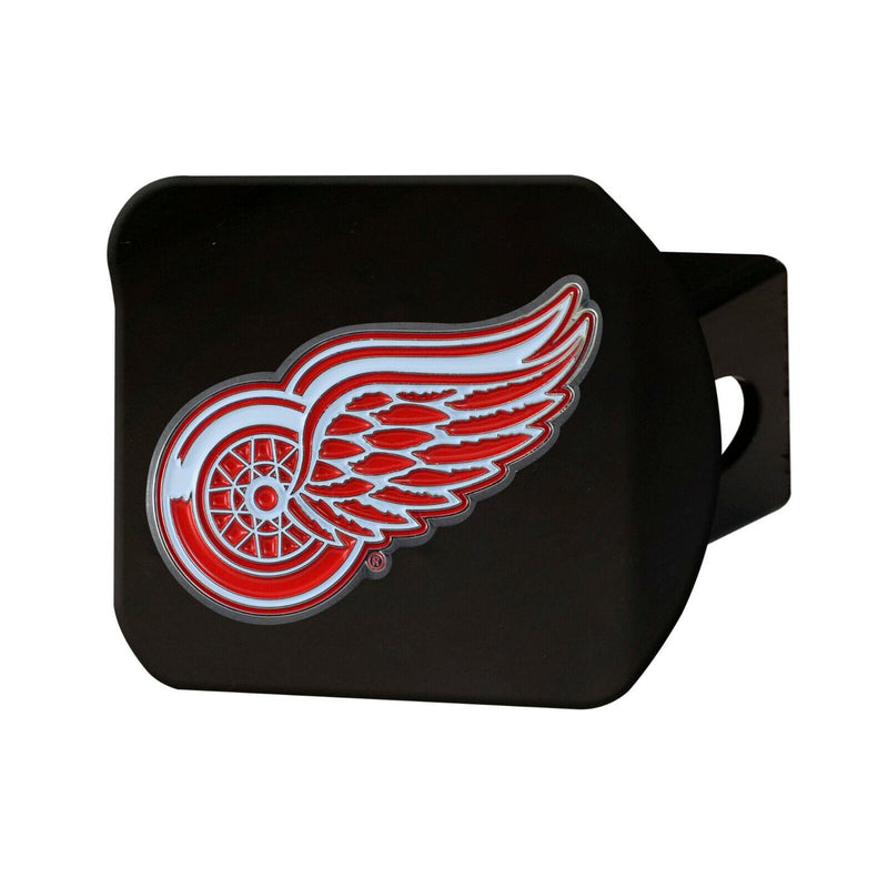 NHL Detroit Red Wings 3D Color on Black Metal Hitch Cover