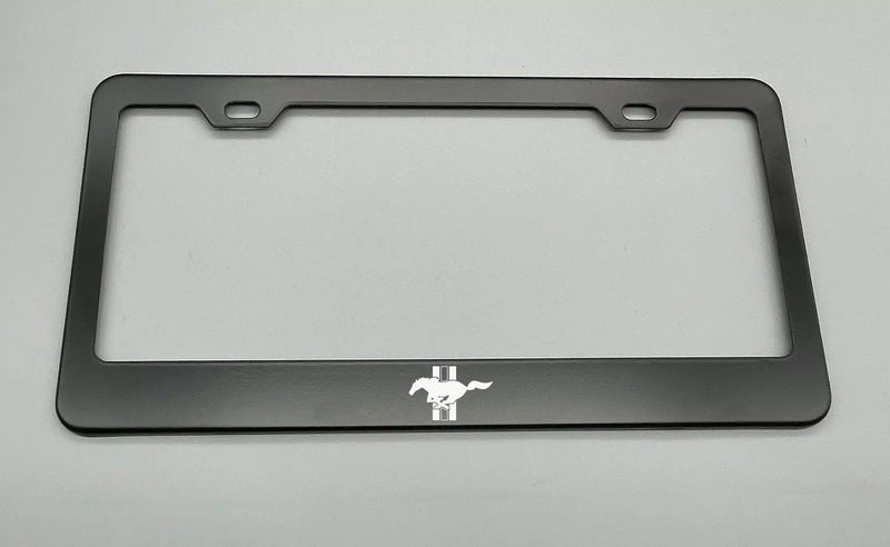Mustang horse License Plate Frame Stainless Steel with Laser Engraved fit ford