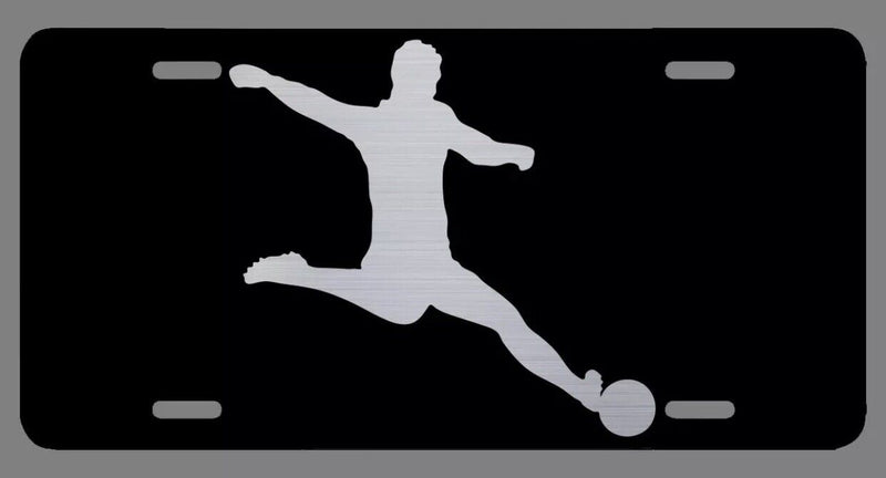 Soccer Laser Etched Metal License Plate Futbol Football Christmas Gift Present