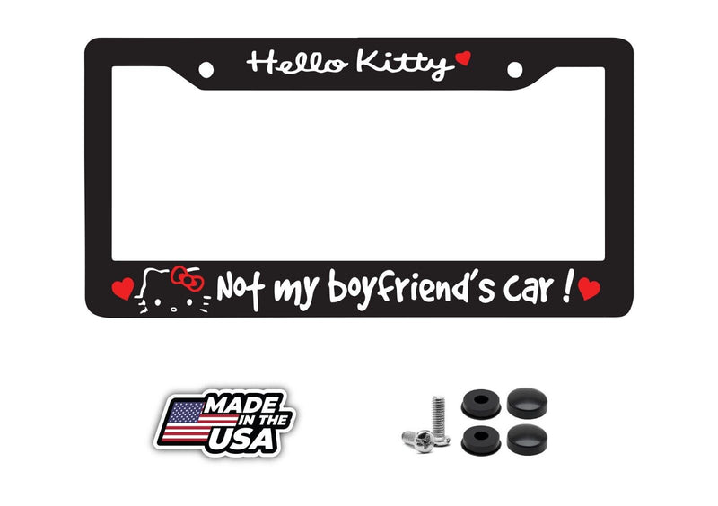 Not My Boyfriends Car Hello Kitty Black License Plate Frame