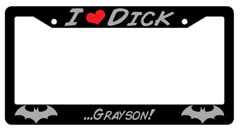 I Heart Dick Grayson (Batman) Black Plastic License Plate Frame Accessory DC  Mod-GRAPH9856236-729