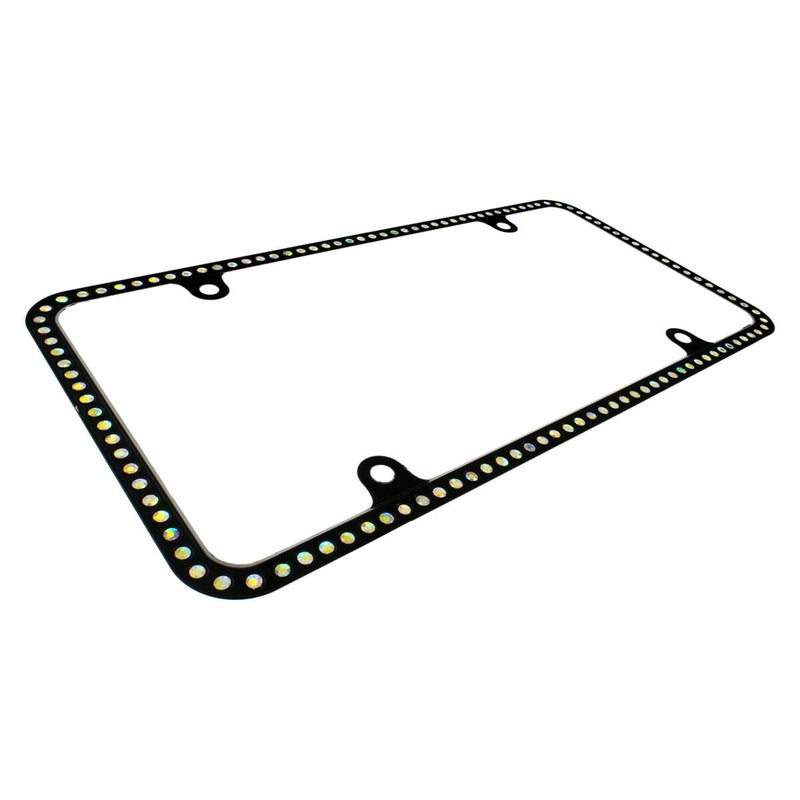 Swarovski AB Crystal Bling Slim license plate frame Inlay Black Frame