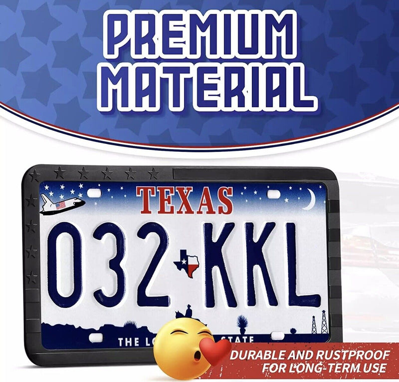 Aujen Silicone American Flag License Plate Frame 2 Packs, USA Flag License Plate